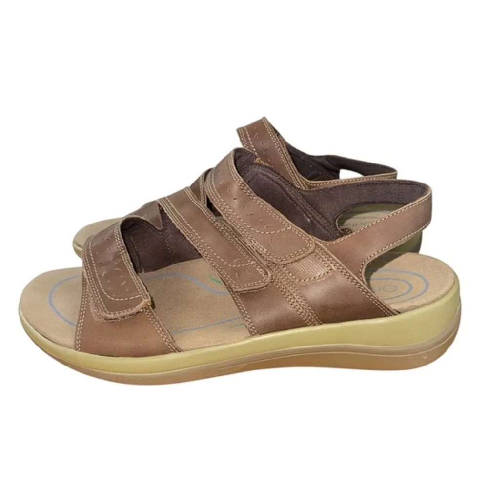 Orthofeet 932 Mens 12D WIDE Brown‎ Leather Adjustable Straps Comfort Sandals